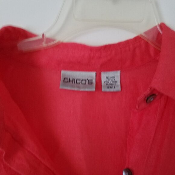 Chico’s Design Orange Linen Silk Blend Blouse - Picture 3 of 7